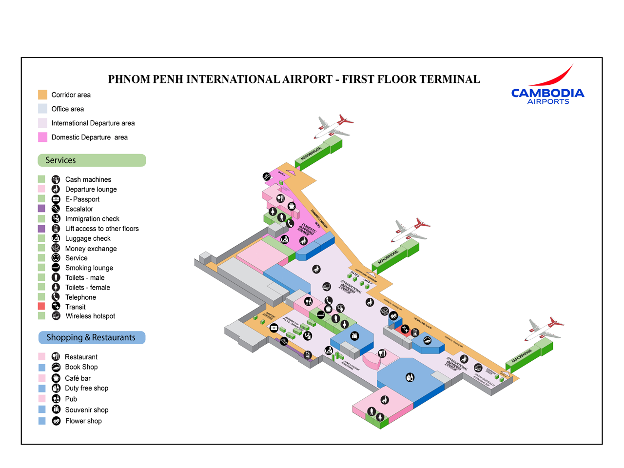 Phnom Penh Pochtentong International airport eerste verdieping