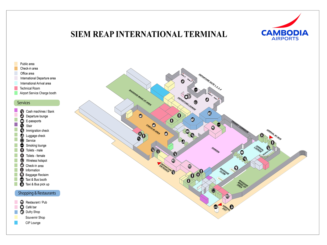 Siem Reap Angkor International airport plattegrond