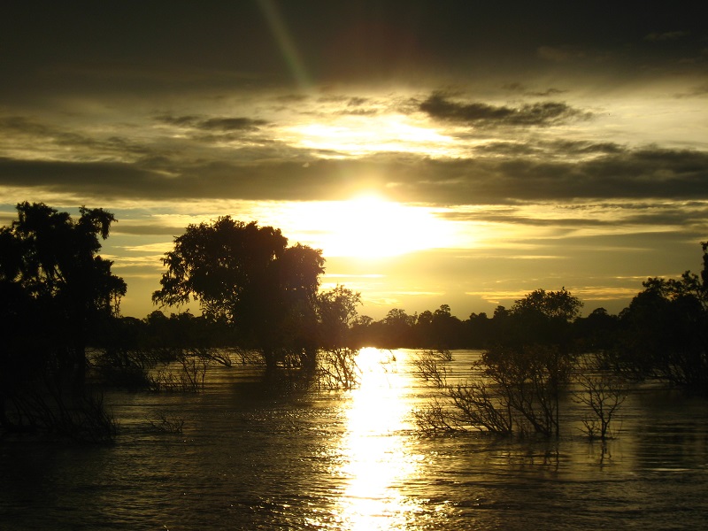 Mekong rivier zonsondergang