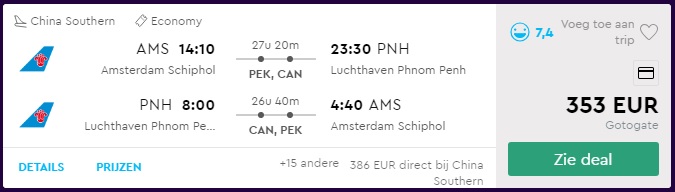 Goedkoop vliegticket naar Cambodja